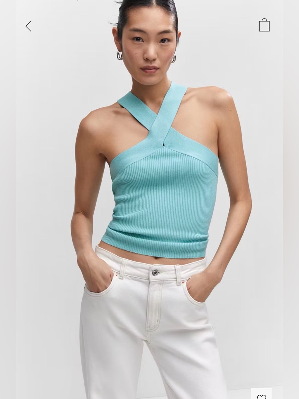 NWOT Mango HALTER-NECK KNITTED TOP size small
